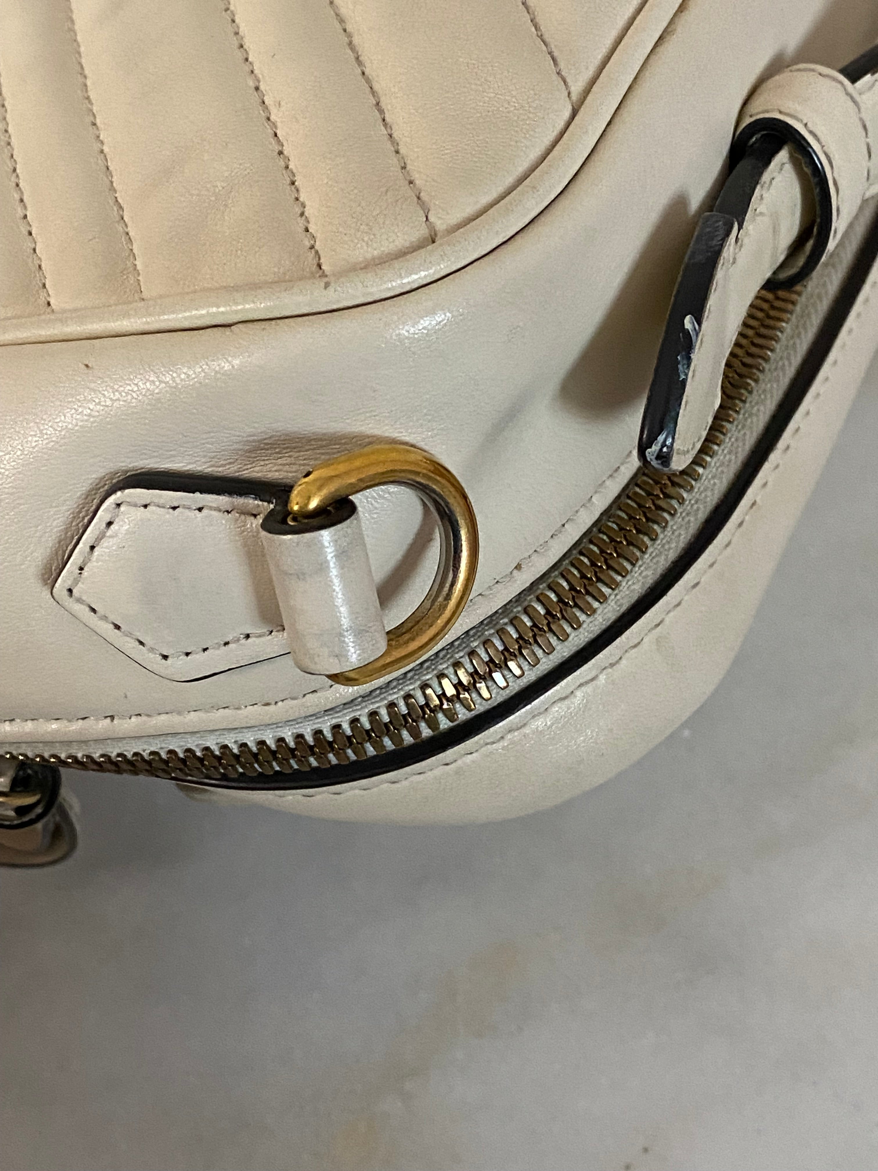 Gucci Off White GG Marmont Camera Top Handle Crossbody Bag