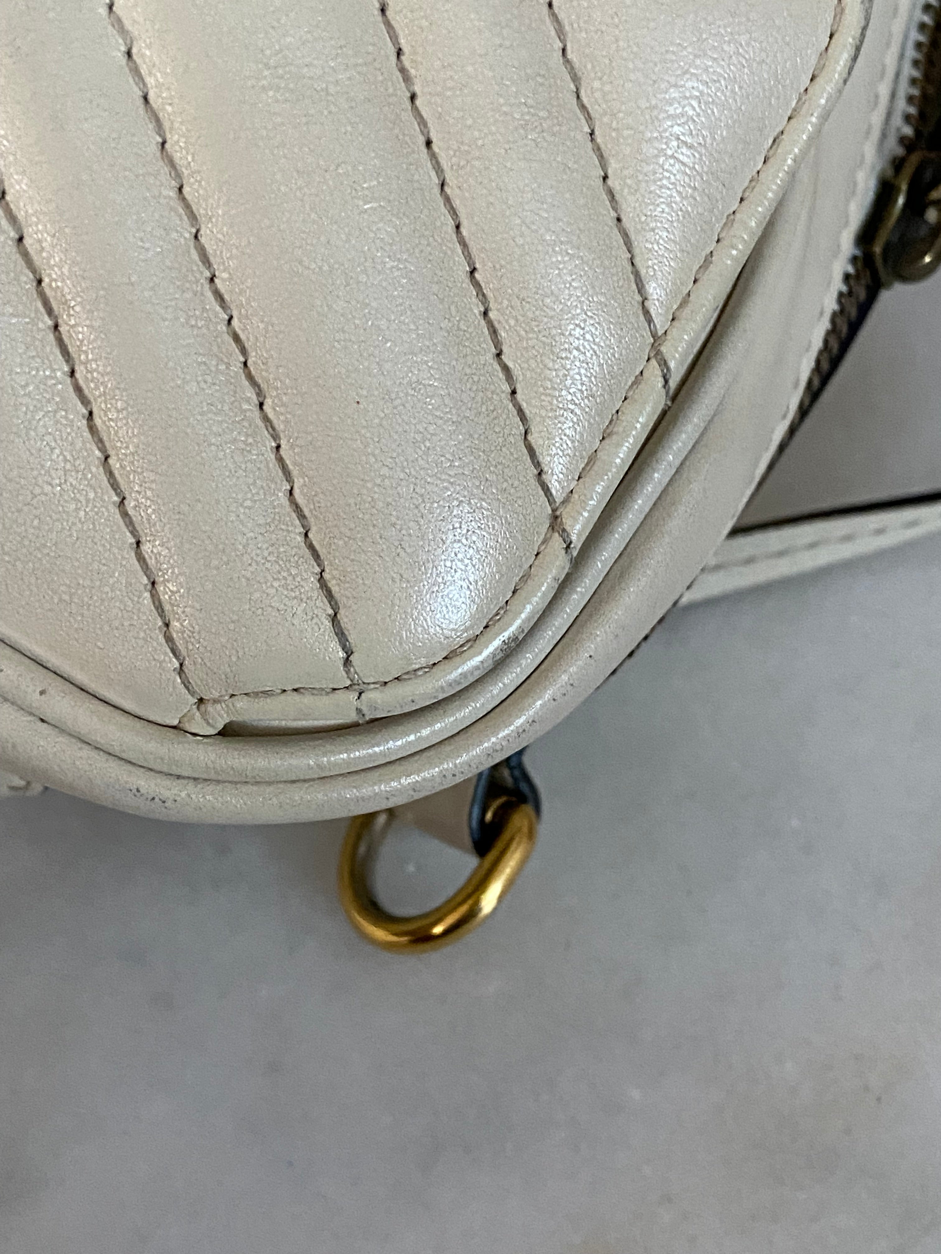 Gucci Off White GG Marmont Camera Top Handle Crossbody Bag