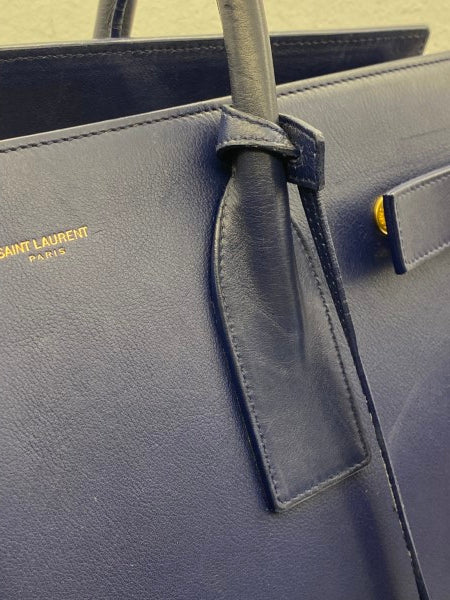 YSL Blue Sac De Jour Large Tote Bag