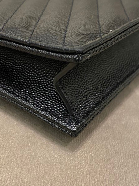 YSL Black Monogram Cassandre Wallet On Chain