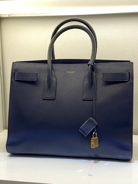 YSL Blue Sac De Jour Large Tote Bag