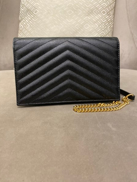 YSL Black Monogram Cassandre Wallet On Chain