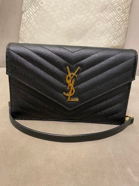 YSL Black Monogram Cassandre Wallet On Chain