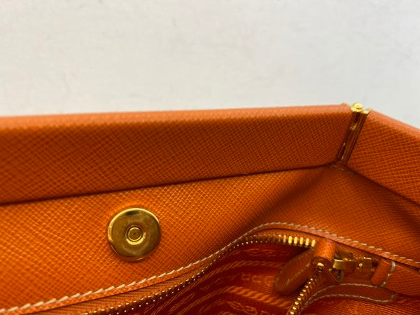 Prada Orange Soft Frame Clutch