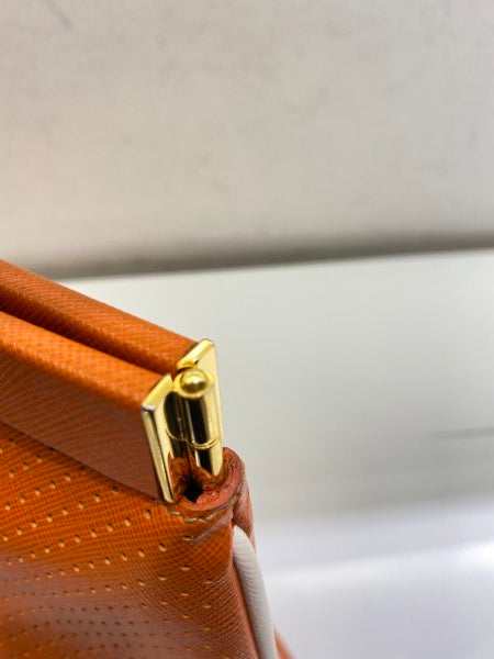 Prada Orange Soft Frame Clutch