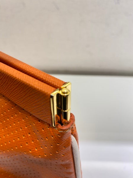 Prada Orange Soft Frame Clutch