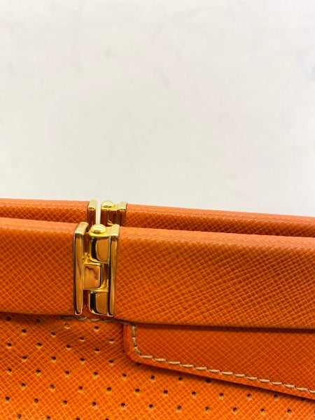 Prada Orange Soft Frame Clutch