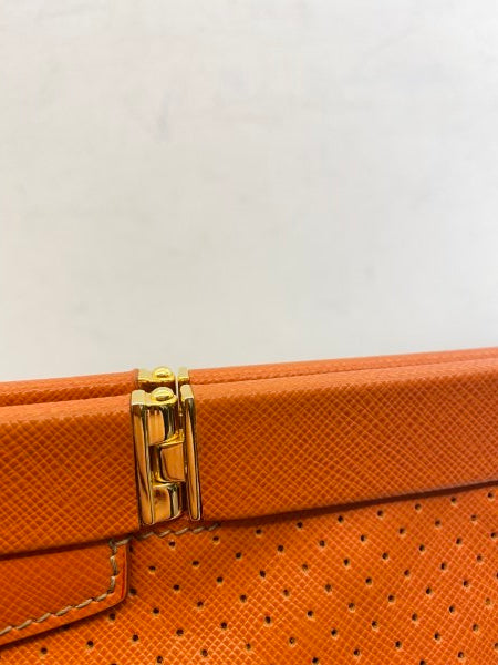 Prada Orange Soft Frame Clutch