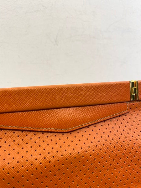 Prada Orange Soft Frame Clutch