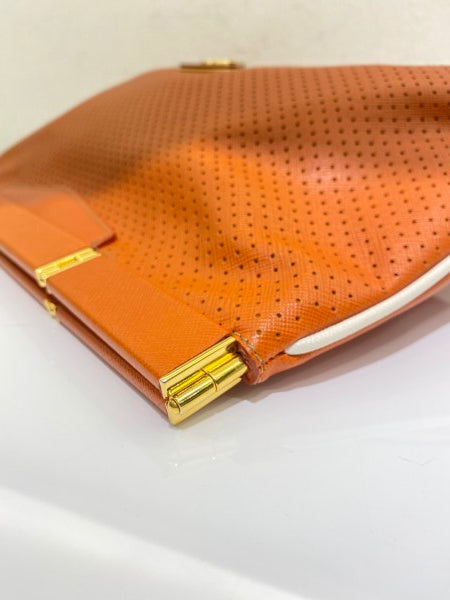 Prada Orange Soft Frame Clutch