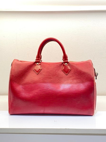 Louis Vuitton Red Speedy 35 Bag