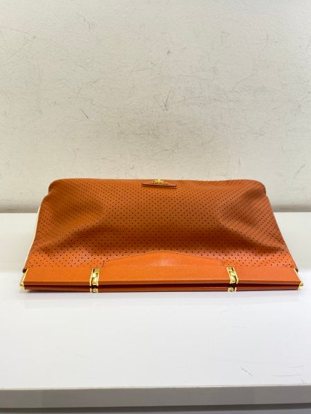 Prada Orange Soft Frame Clutch