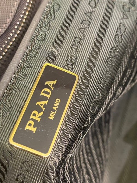 Prada Grey Brown Lux Gardeners Large Tote Bag