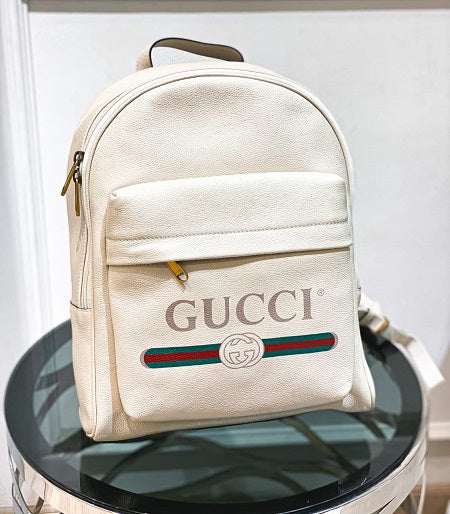 Gucci Off White Logo Front Pocket Backpack Bag