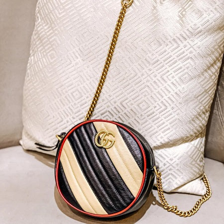 Gucci Bicolor GG Marmont Mini Round Bag