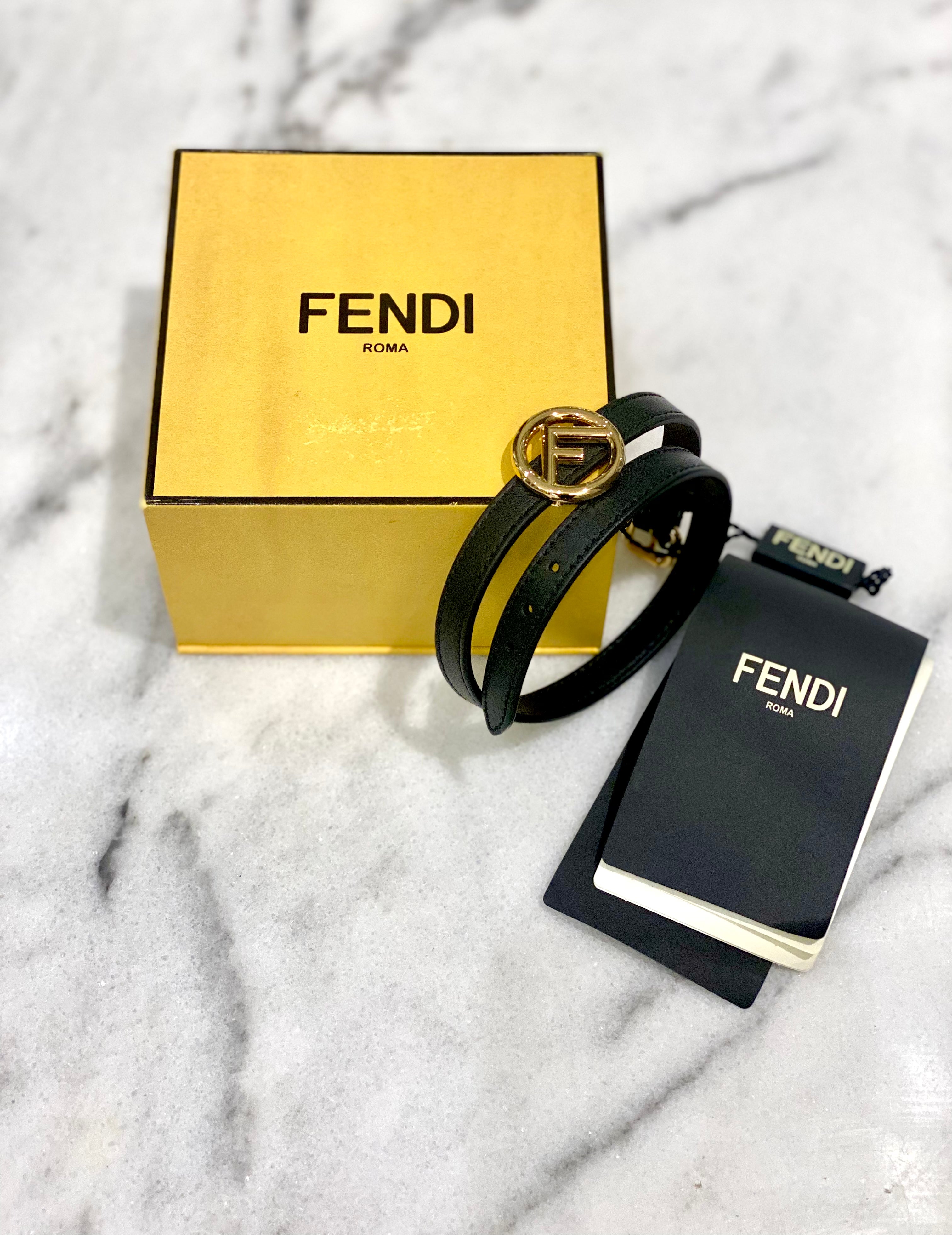 Fendi Black F is Fendi Double Wrap Bracelet