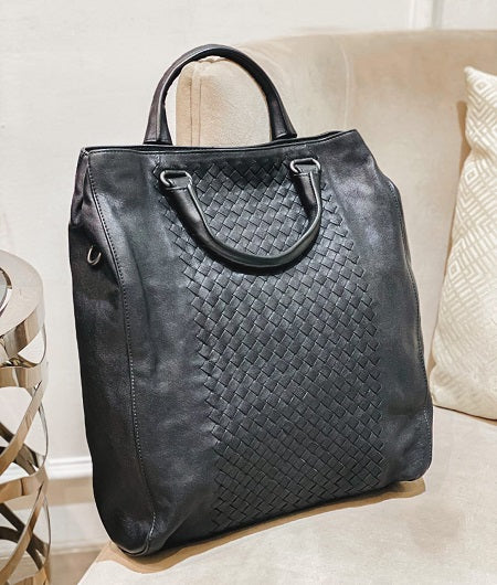 Bottega Veneta Black Intrecciato Woven Bag