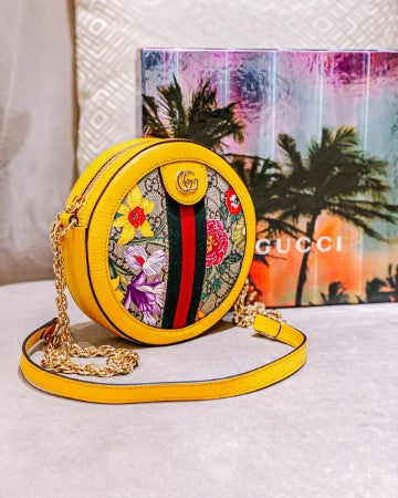 Gucci Multicolor GG Supreme Round Flora Ophidia Crossbody Bag