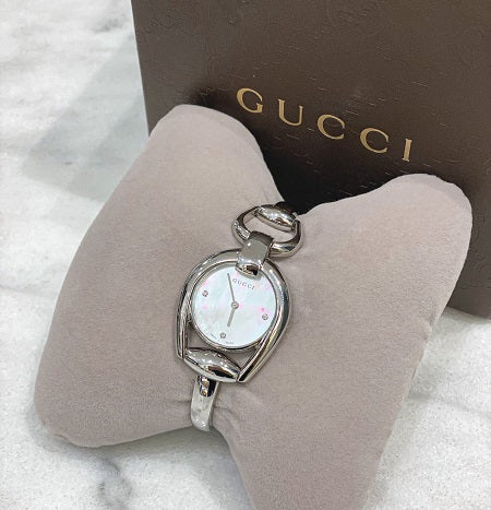 Gucci Stainless Steel Diamond Horsebit Watch