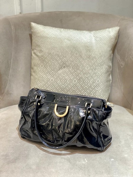 Gucci Black Vernis D Ring Bag