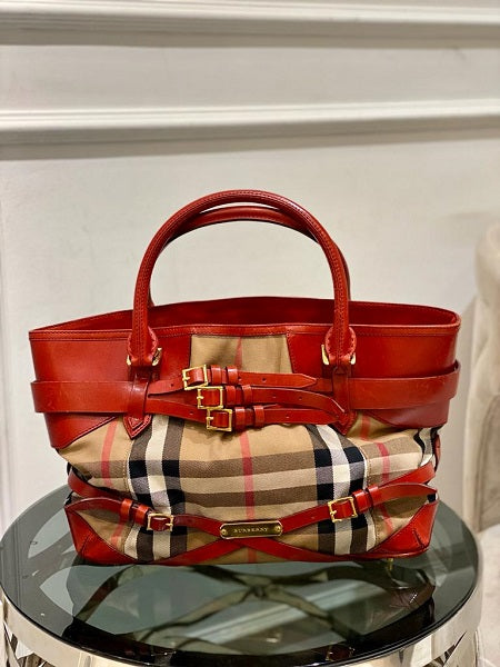 Burberry Red Bridle House Check Bag