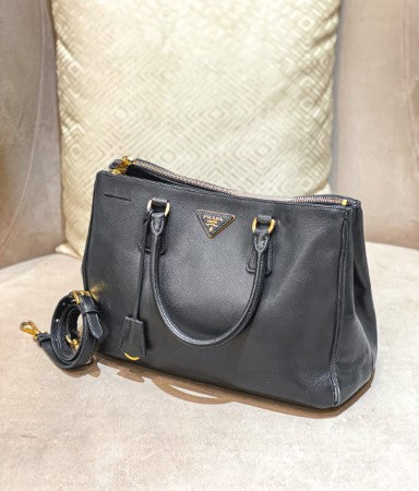 Prada Black Lux Galleria Medium Tote Bag