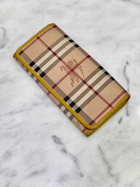 Burberry Yellow Haymarket Continental Wallet