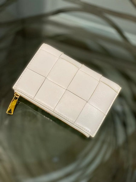 Bottega Veneta White Bi-fold Zip Wallet