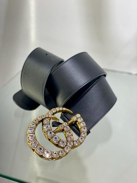 Gucci Black GG Crystal Double G Belt 34