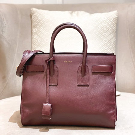 YSL Burgundy Sac De Jour Medium Bag