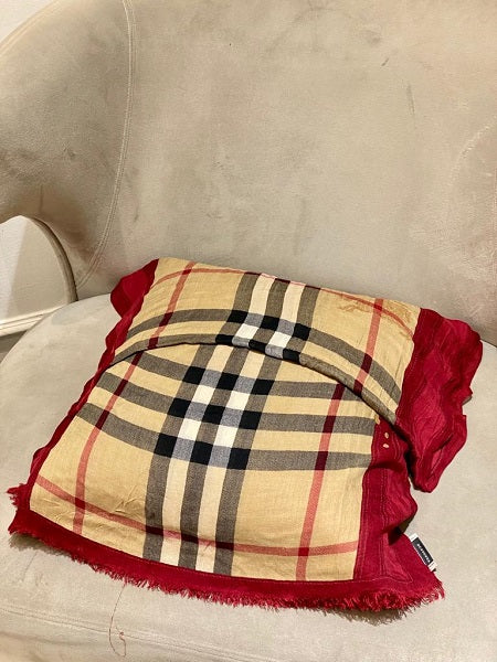 Burberry Red Haymarket Rectangle Scarf