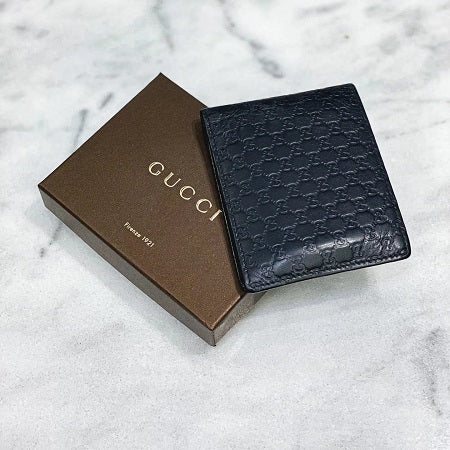 Gucci Navy Blue Microguccissima Bi-Fold Men Wallet