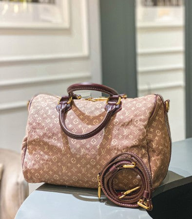 Louis Vuitton Brown Monogram Mini Lin Bandouliere Speedy 30 Bag