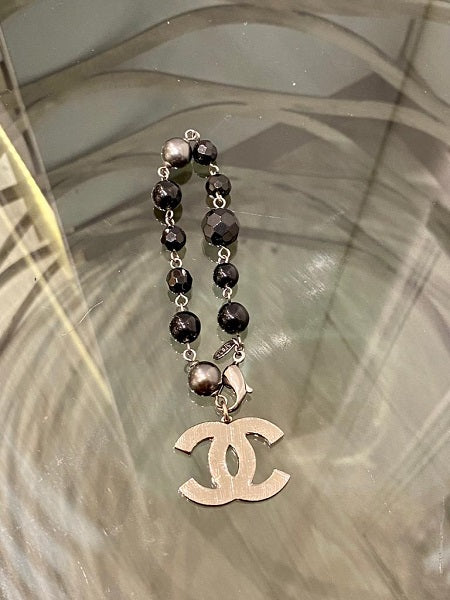 Chanel Black CC Pearl Bracelet
