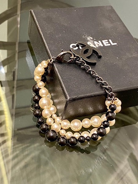 Chanel Bicolor CC Pearl Bracelet