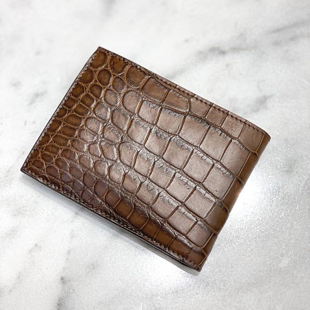 Bottega Veneta Brown Croc Embossed Wallet