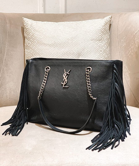 YSL Black Fringe Shopping Bag