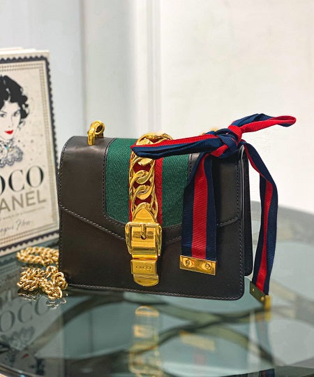 Gucci Black Sylvie Chain Crossbody Bag