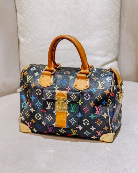 Louis Vuitton Black Multicolor Speedy 30 Bag