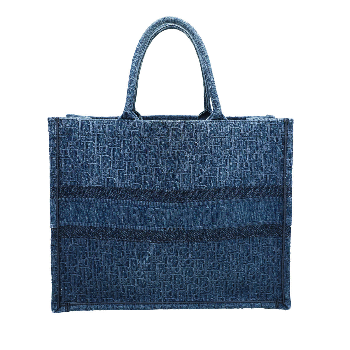 Christian Dior Blue Oblique Denim Book Tote Large Bag