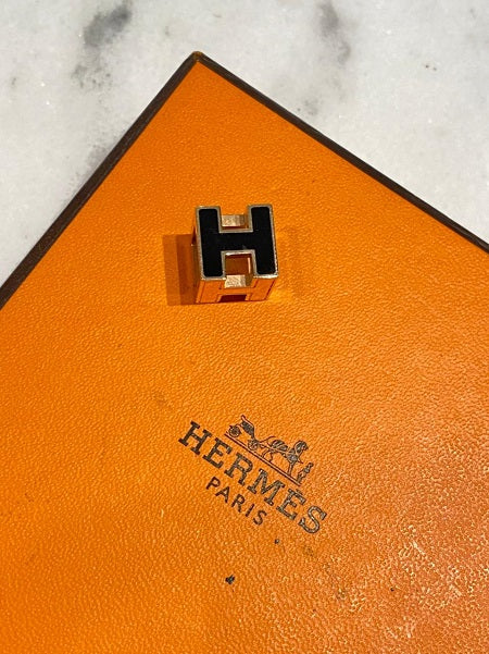 Hermes Black H Cube Pendant