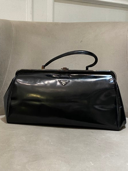 Prada Black Spazzolato Frame Bag