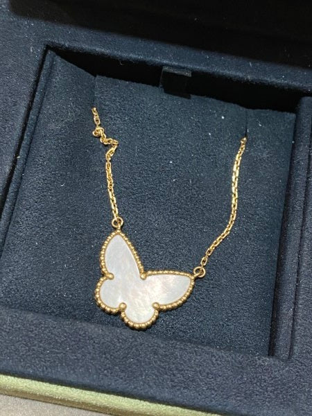 Van Cleef & Arpels 18K Yellow Gold MOP Alhambra Butterfly Necklace