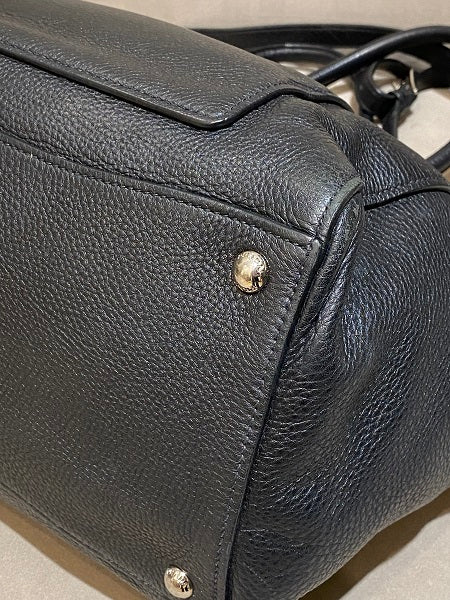 Prada Black Vitello Two Way Handbag Bag