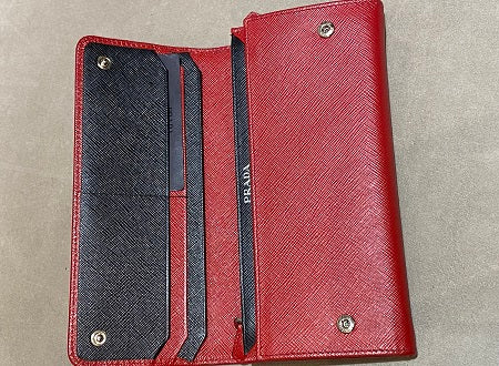 Prada Red Metal Flap Continental Wallet