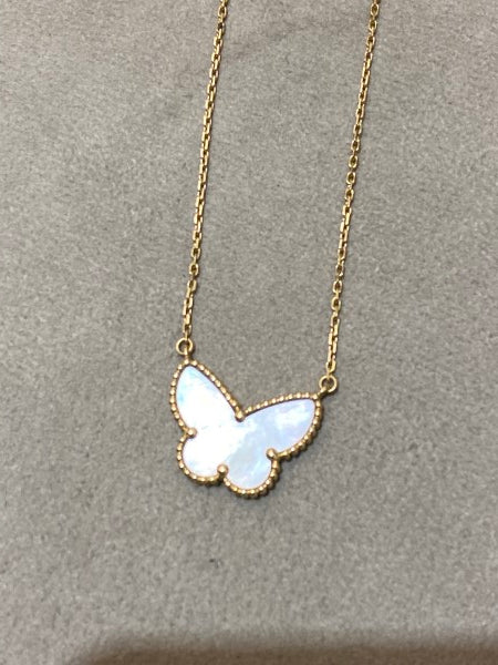 Van Cleef & Arpels 18K Yellow Gold MOP Alhambra Butterfly Necklace