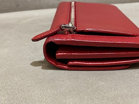 Prada Red Metal Flap Continental Wallet