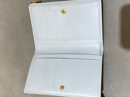 Bottega Veneta White Bi-fold Zip Wallet