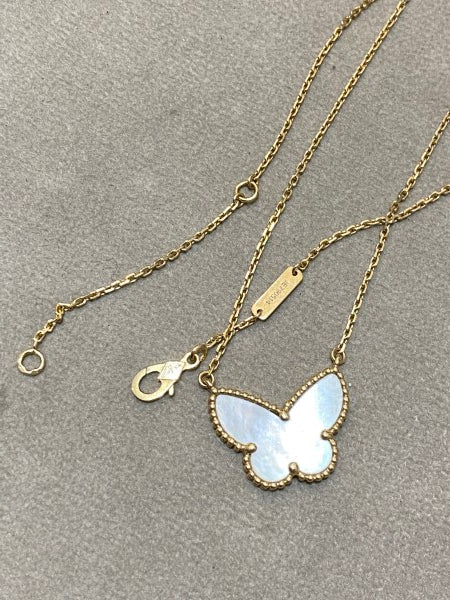 Van Cleef & Arpels 18K Yellow Gold MOP Alhambra Butterfly Necklace