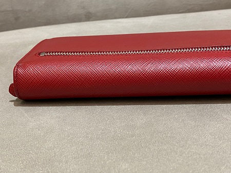 Prada Red Metal Flap Continental Wallet